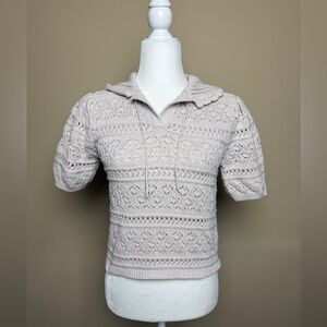 Industry Crochet Collared Sweater Shirt Size Small
